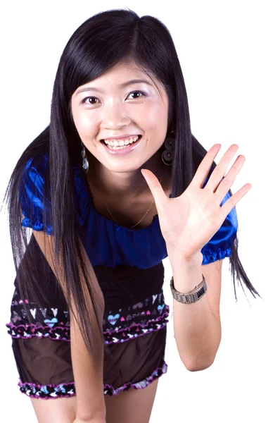 Asiatisk tjej säga hej — Stockfoto