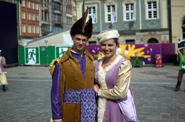 Couple in traditional nobility outfit — Stock Photo, Image