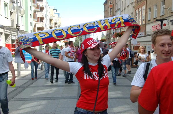 Euro2012 - ロシア語の女性ファン — ストック写真