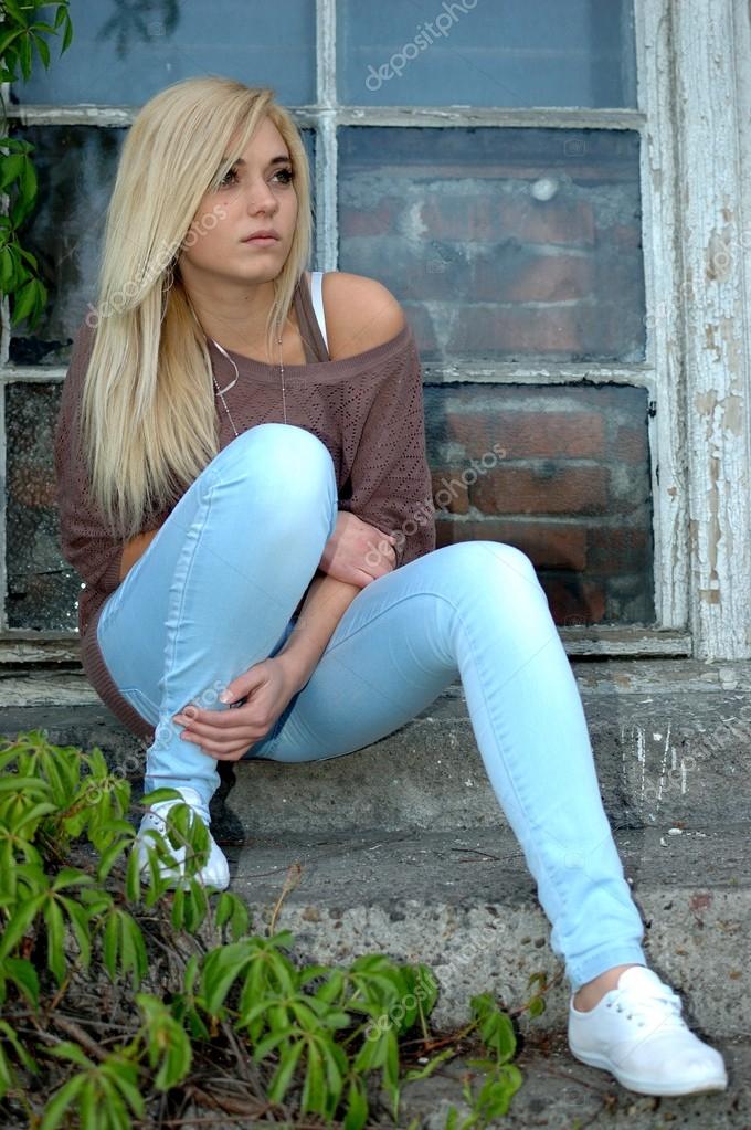 Girl Sitting On Stairs