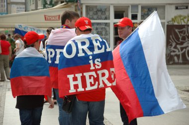 Euro2012 - Russian fans with flag clipart