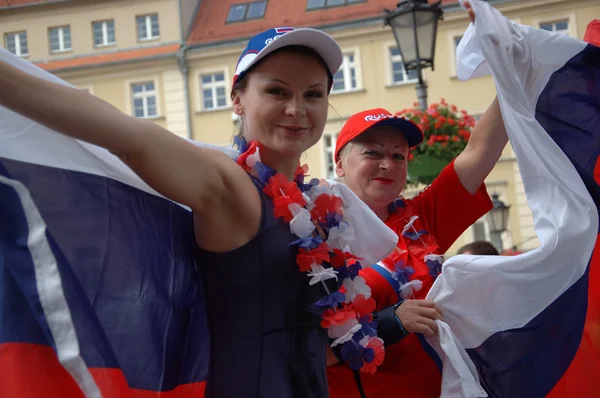 Euro2012 - ロシア語の女性ファン — ストック写真