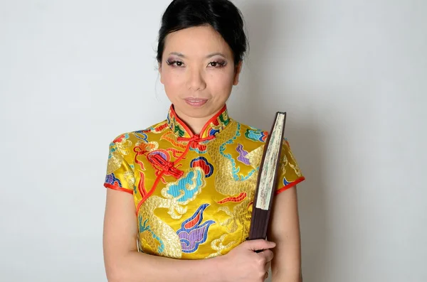 Chiński dama z wentylatorem — Zdjęcie stockowe