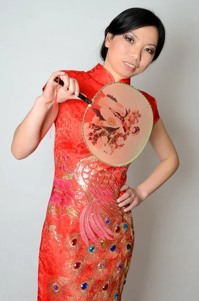 Chinesische Dame mit Fächer — Stockfoto