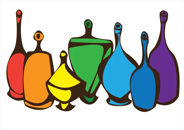 Conjunto vectorial de botellas multicolor aisladas sobre fondo blanco — Archivo Imágenes Vectoriales
