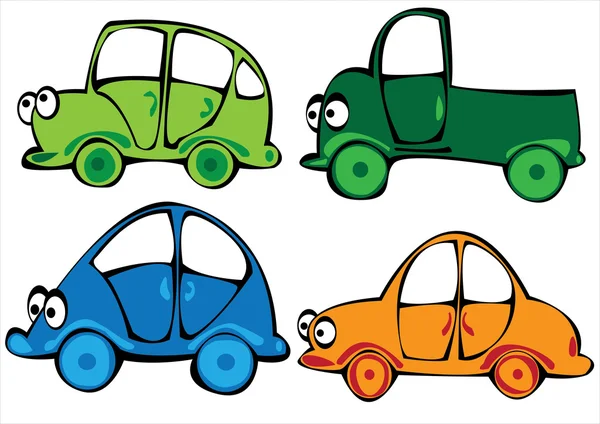 Vector cartoon cars set isolated on white background — Stock Vector