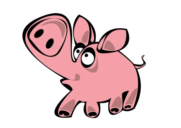 Cartoon pink vector pig isolated on white background — Stock Vector