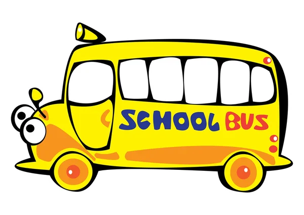 Beyaz arka plan üzerinde izole karikatür sarı okul otobüsü vektör — Stok Vektör