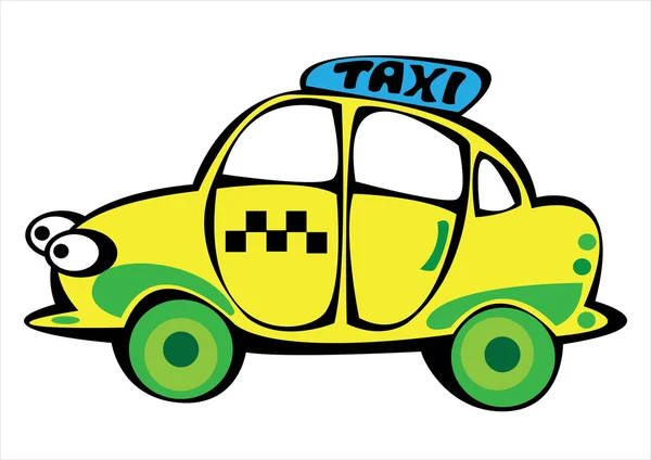 Vecteur dessin animé jaune taxi isolé sur fond blanc — Image vectorielle