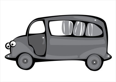 vector gray cartoon hearse isolated on white background clipart