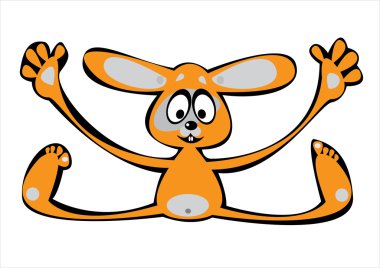 Beyaz arka plan üzerinde izole karikatür turuncu tavşan vektör