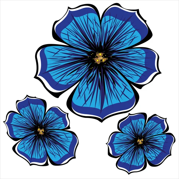 Niebieski wektor Petunie kwiaty na białym tle — Wektor stockowy