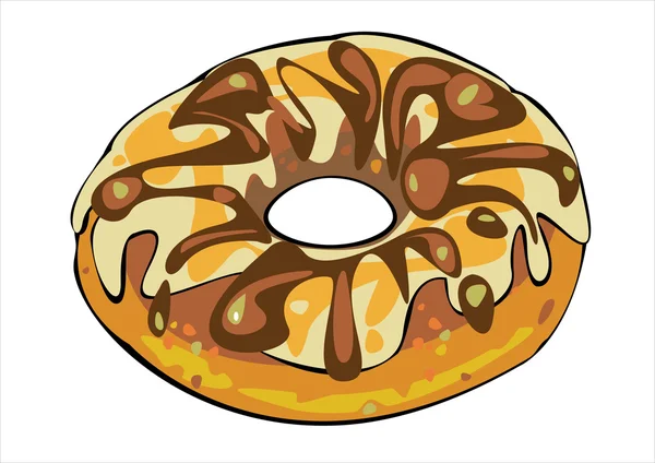 Одновекторный пончик с коричневой глазурью на белом фоне — стоковый вектор