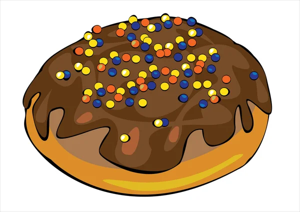Één donut met chocolade glazuur geïsoleerd op witte achtergrond — Stockvector