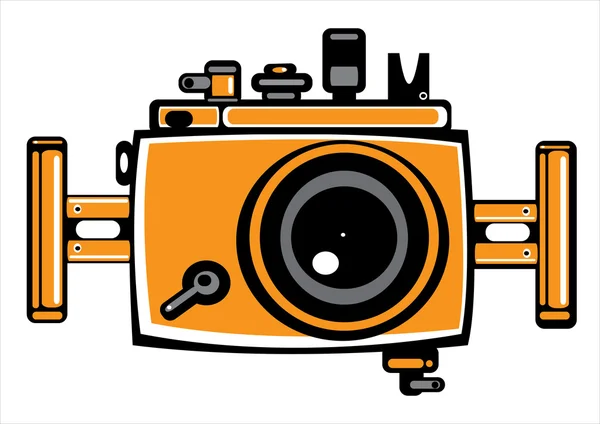 Vector oranje vintage film fotocamera geïsoleerd op witte achtergrond — Stok Vektör