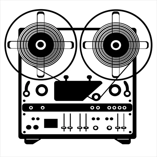 Vector reel tape recorder on white background — Stock Vector