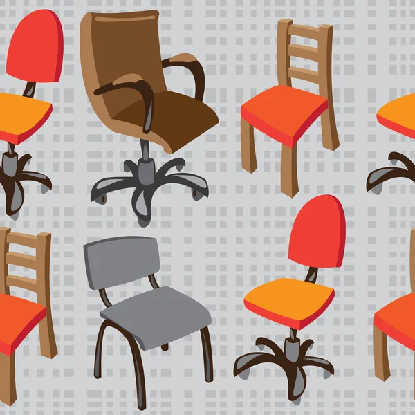 Naadloze patroon vector stoelen op grijze achtergrond — Stockvector