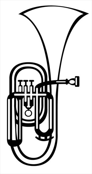 Vector illustration tuba alto horn on white background — Stock Vector