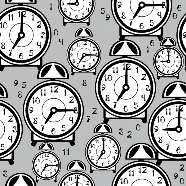 Reloj despertador de patrón sin costuras — Vector de stock