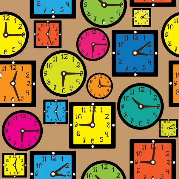 Χωρίς ραφή πρότυπο πολύχρωμα ρολόι — Διανυσματικό Αρχείο