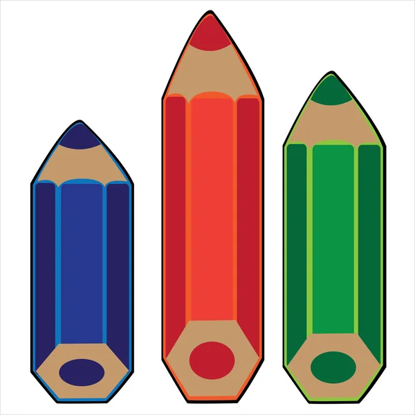 Lápis coloridos isolados sobre fundo branco — Vetor de Stock