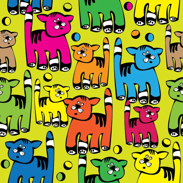 Seamless mönster mångfärgade katt — Stock vektor