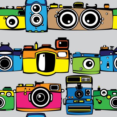 Vintage çok renkli film fotoğraf kamera seamless modeli