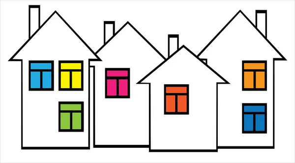 Maisons avec fenêtres colorées — Image vectorielle