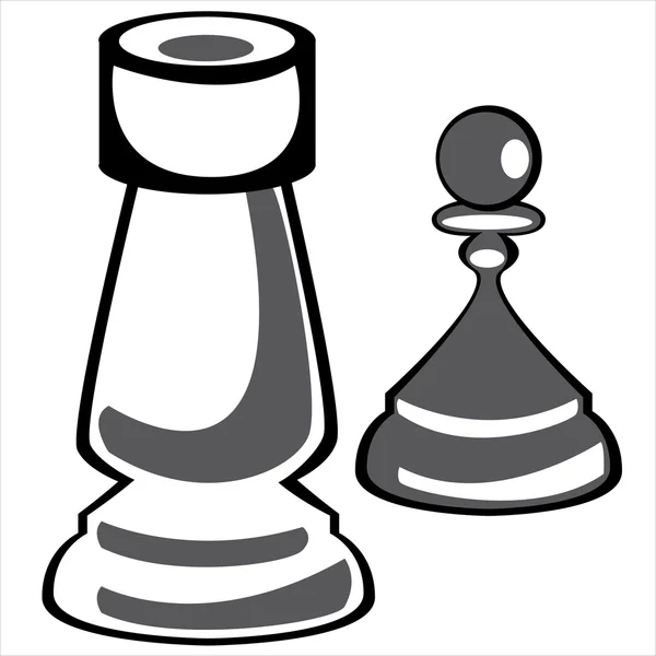 Πιόνι του σκάκι και ιππότης σε άσπρο φόντο — Διανυσματικό Αρχείο