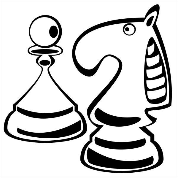 Schachfigur und Ritter auf weißem Hintergrund — Stockvektor