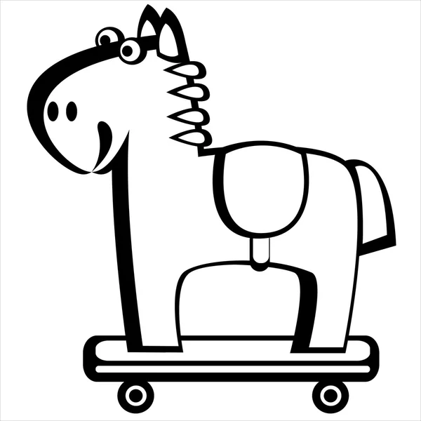 Pferd auf Rädern isoliert auf weißem Hintergrund — Stockvektor