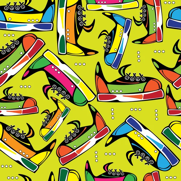 Seamless mönster färgad ungdom skor — Stock vektor