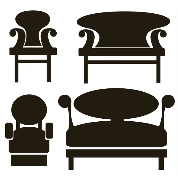Furniture icons isolated on white background — Stock Vector