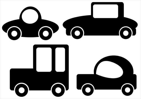 Iconos de coches aislados sobre fondo blanco — Vector de stock