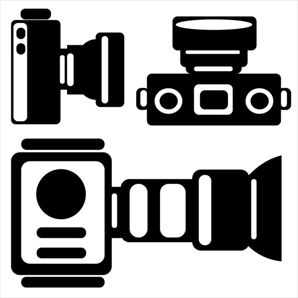 Ícones de câmera isolados no fundo branco —  Vetores de Stock