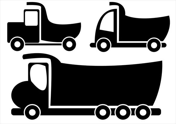 Icônes de voiture camions isolés sur fond blanc — Image vectorielle