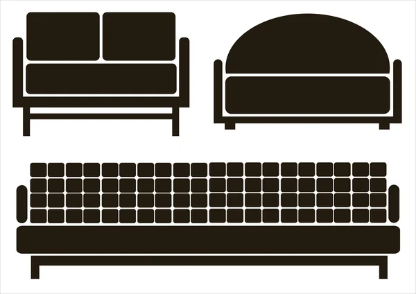Meubilair pictogrammen geïsoleerd op witte achtergrond — Stockvector