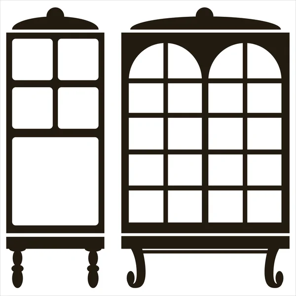 Nábytek ikony kabinetu izolovaných na bílém pozadí — Stockový vektor