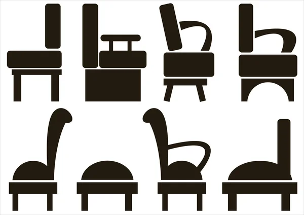 Iconos de muebles aislados sobre fondo blanco — Vector de stock