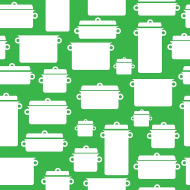 Dikişsiz desen beyaz mutfak eşyaları simgeleri