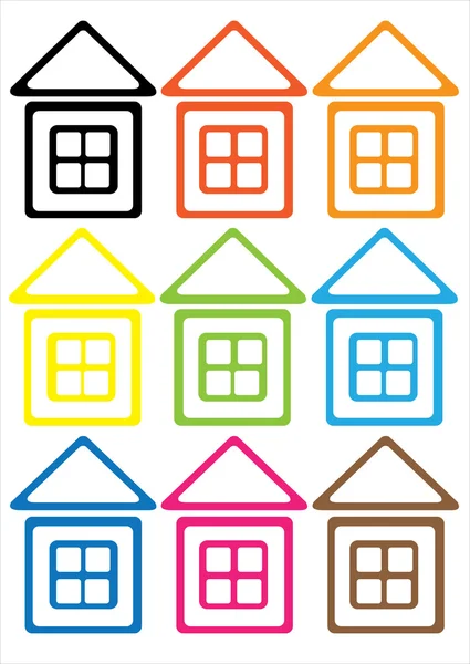 シームレス パターンの多彩の家アイコン — ストックベクタ