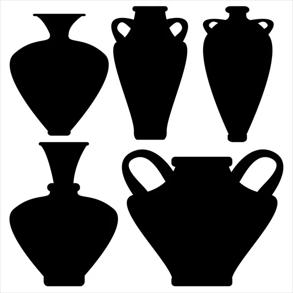 Icônes de vases isolés sur fond blanc — Image vectorielle