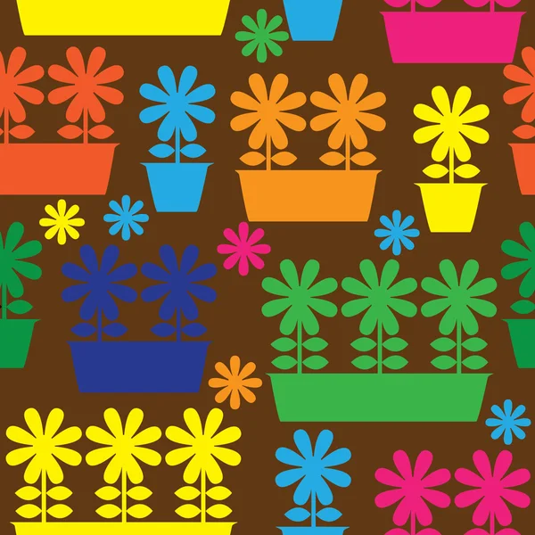 Multicolor garnek ikona bezszwowe ilustracja kwiaty — Wektor stockowy