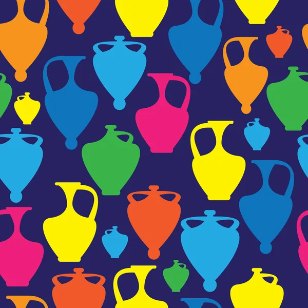 Multicolor amphoras icons of seamless pattern — Stock Vector