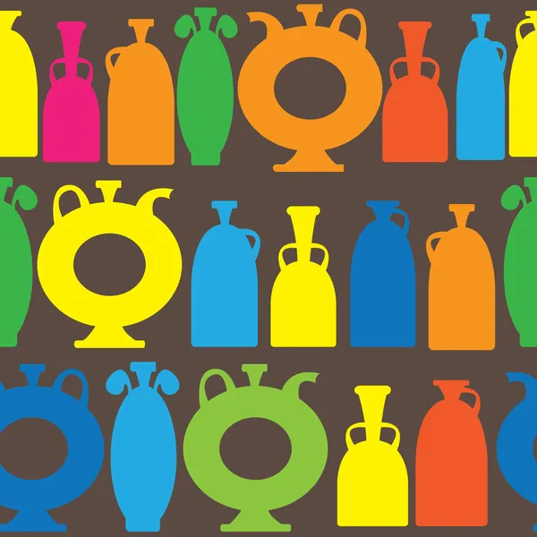 Multicolor dekorativa vaser ikoner av sömlösa mönster — Stock vektor