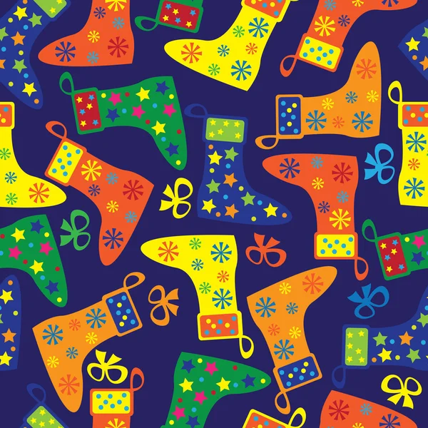 Colorful Christmas socks seamless pattern — Stock Vector