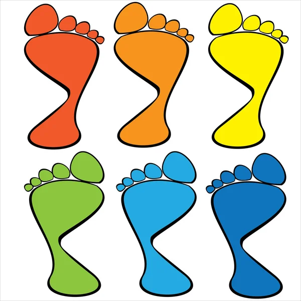 Colorful set of human footprints — Stock Vector
