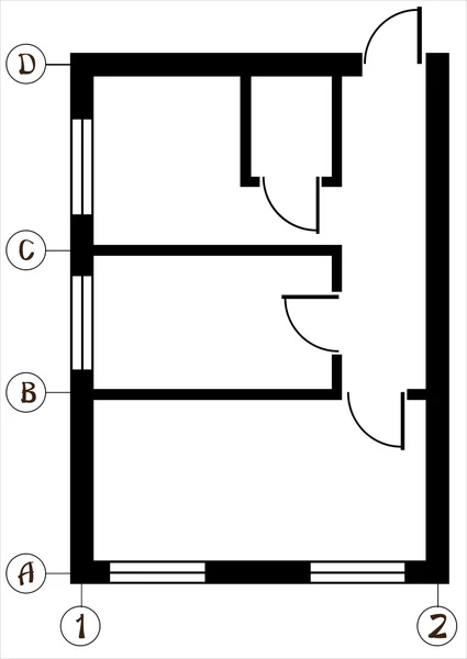 Малюнок плану квартири ізольовано на білому тлі — стоковий вектор