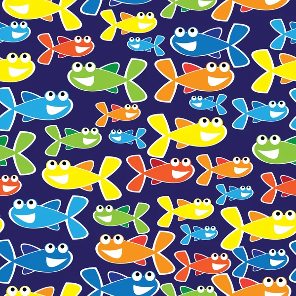 Bunte Fische Karikatur nahtlose Illustration — Stockvektor