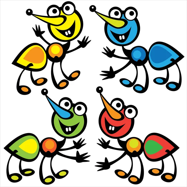 Ensemble de fourmis colorées mignonnes — Image vectorielle